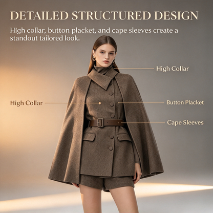 Brown Cape Wool Suit
