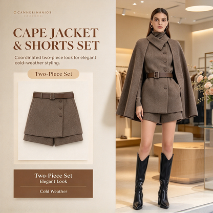 Brown Cape Wool Suit