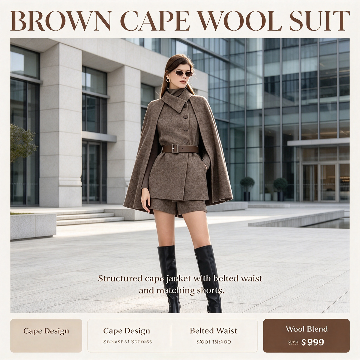 Brown Cape Wool Suit