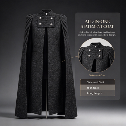 Black Double-Breasted Cape Coat