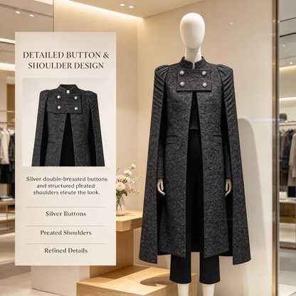 Black Double-Breasted Cape Coat
