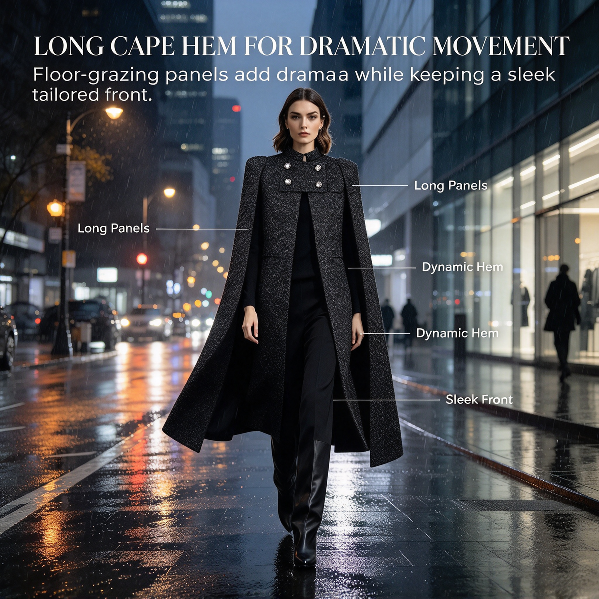 Black Double-Breasted Cape Coat