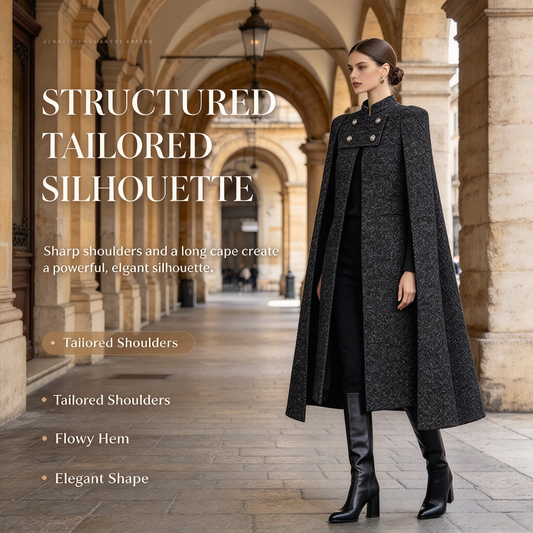 Black Double-Breasted Cape Coat