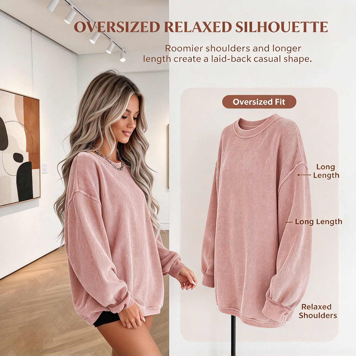 Pink Corduroy Crewneck Sweatshirt