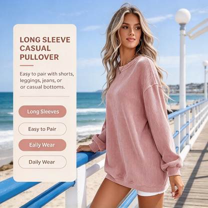 Pink Corduroy Crewneck Sweatshirt