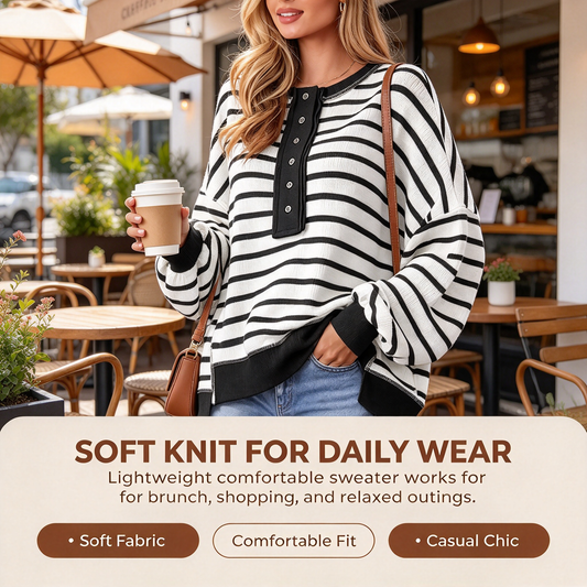 Color Block Long Sleeve Knit Top