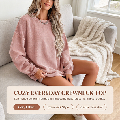 Pink Corduroy Crewneck Sweatshirt