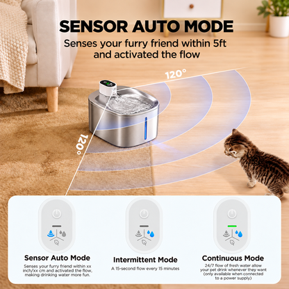 Smart Heated Cat Water Fountain – Motion Sensor & Auto Filtration
