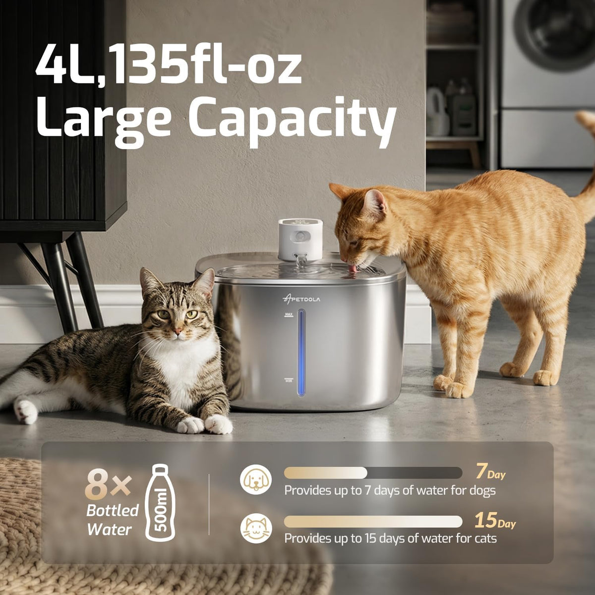 Smart Heated Cat Water Fountain – Motion Sensor & Auto Filtration
